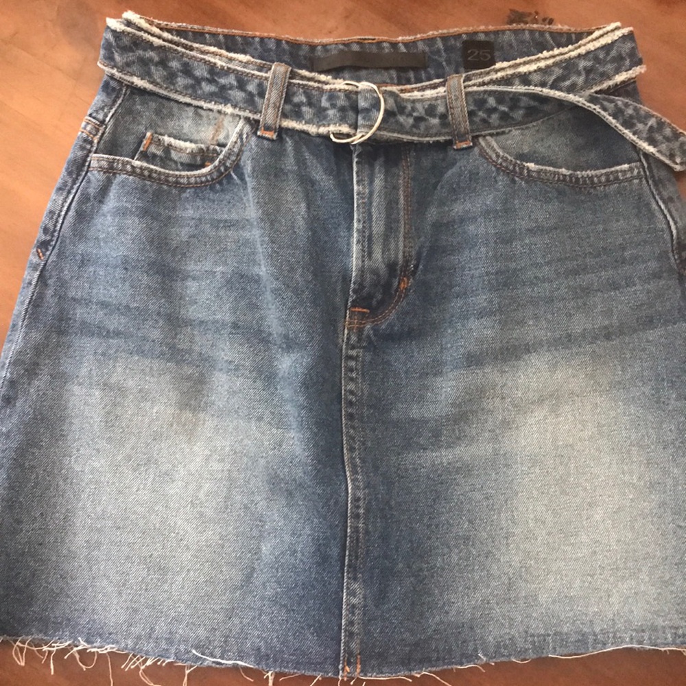 Denim Belted Mini Skirt